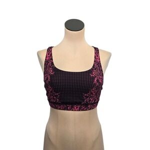 Lululemon Sports Bra‎ Womens 10 Black Pink Strappy Crossback Yoga Athletic Gym